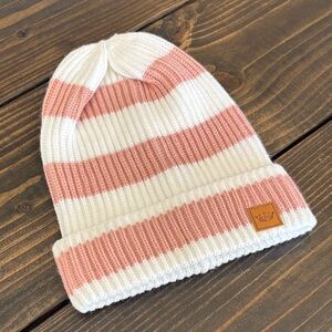Striped Pink and White Beanie